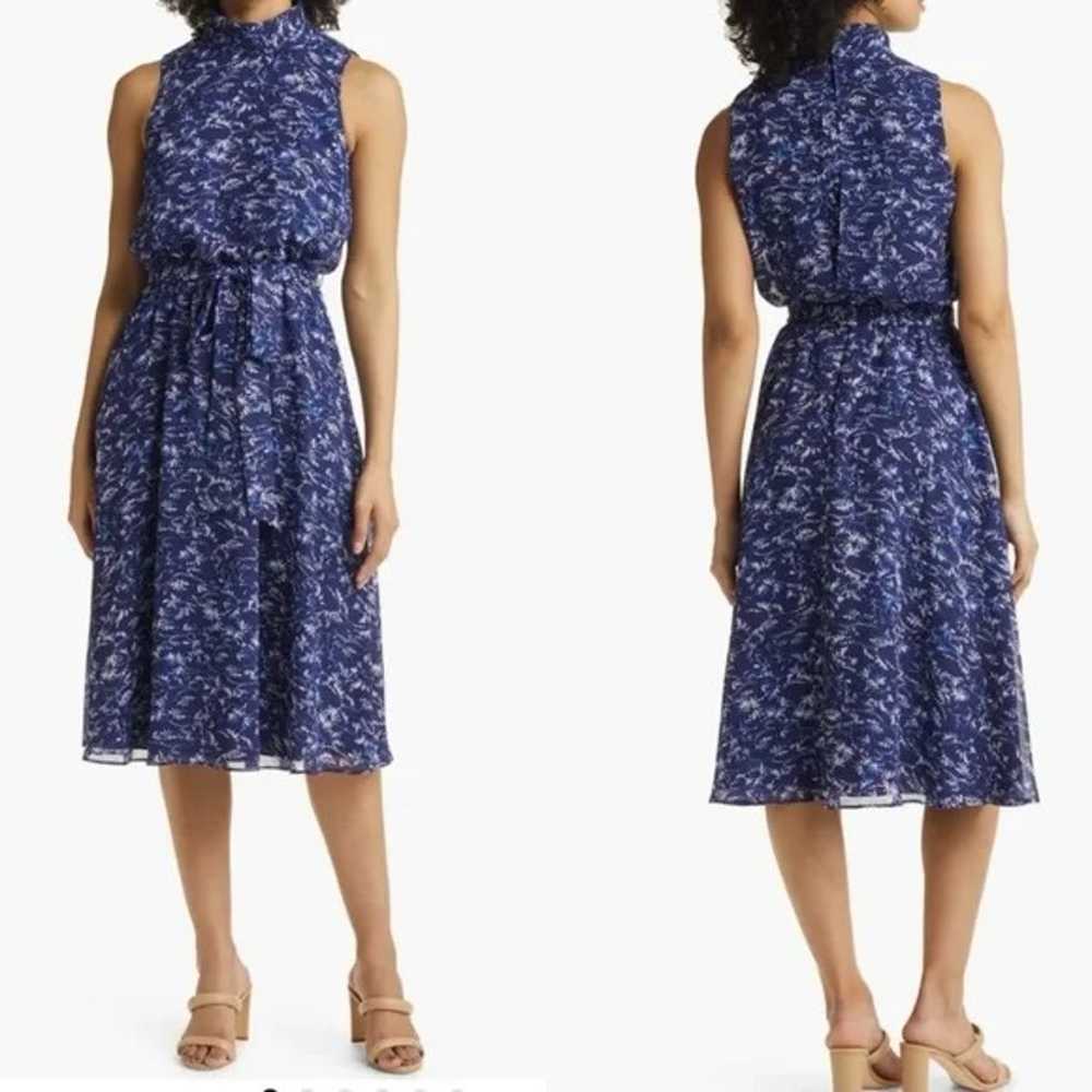 Harper Rose Floral Print Tie Waist Chiffon Midi D… - image 1