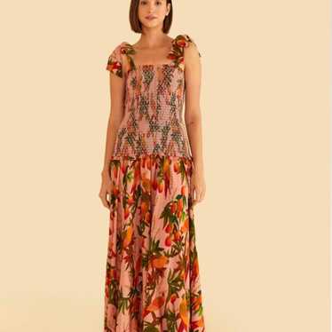 Farm Rio Pink Mango Trees Midi Dress