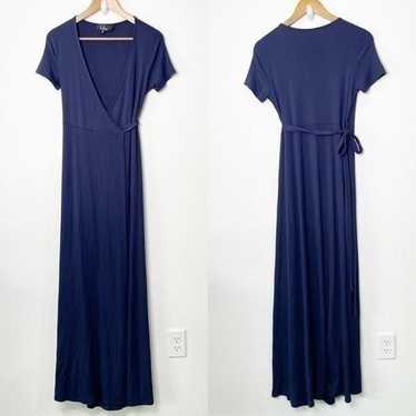 Lulu’s Women’s Navy Blue Short Sleeve Wrap Maxi D… - image 1