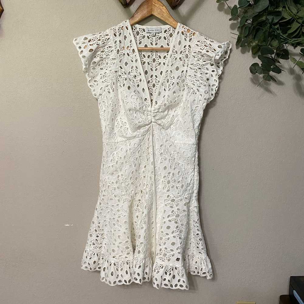 GIANNI BINI white eyelet fit and flare mini dress… - image 2