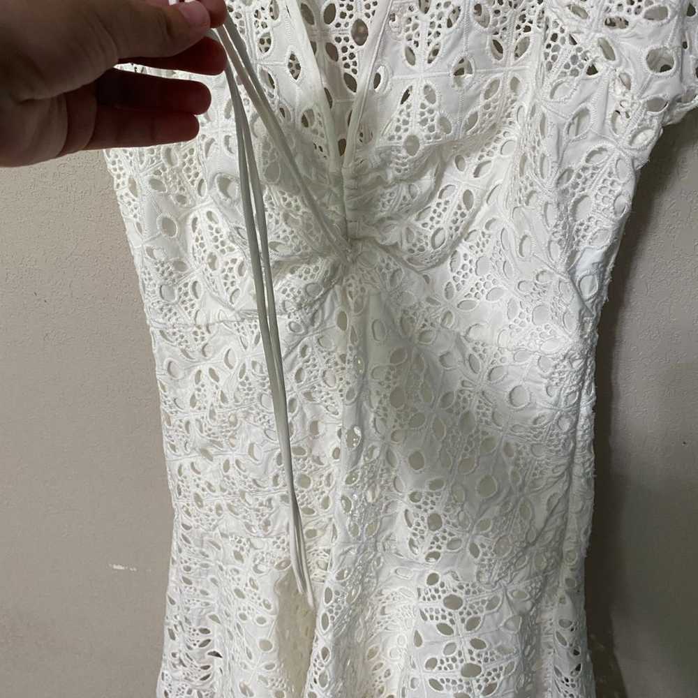 GIANNI BINI white eyelet fit and flare mini dress… - image 3