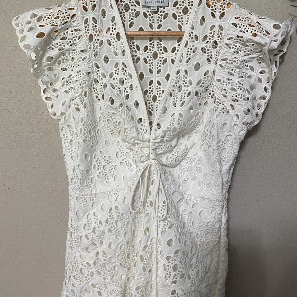 GIANNI BINI white eyelet fit and flare mini dress… - image 4