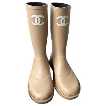 Chanel Leather wellington boots