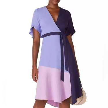 Hutch S Dress Colorblock Crepe Faux Wrap Midi Blue