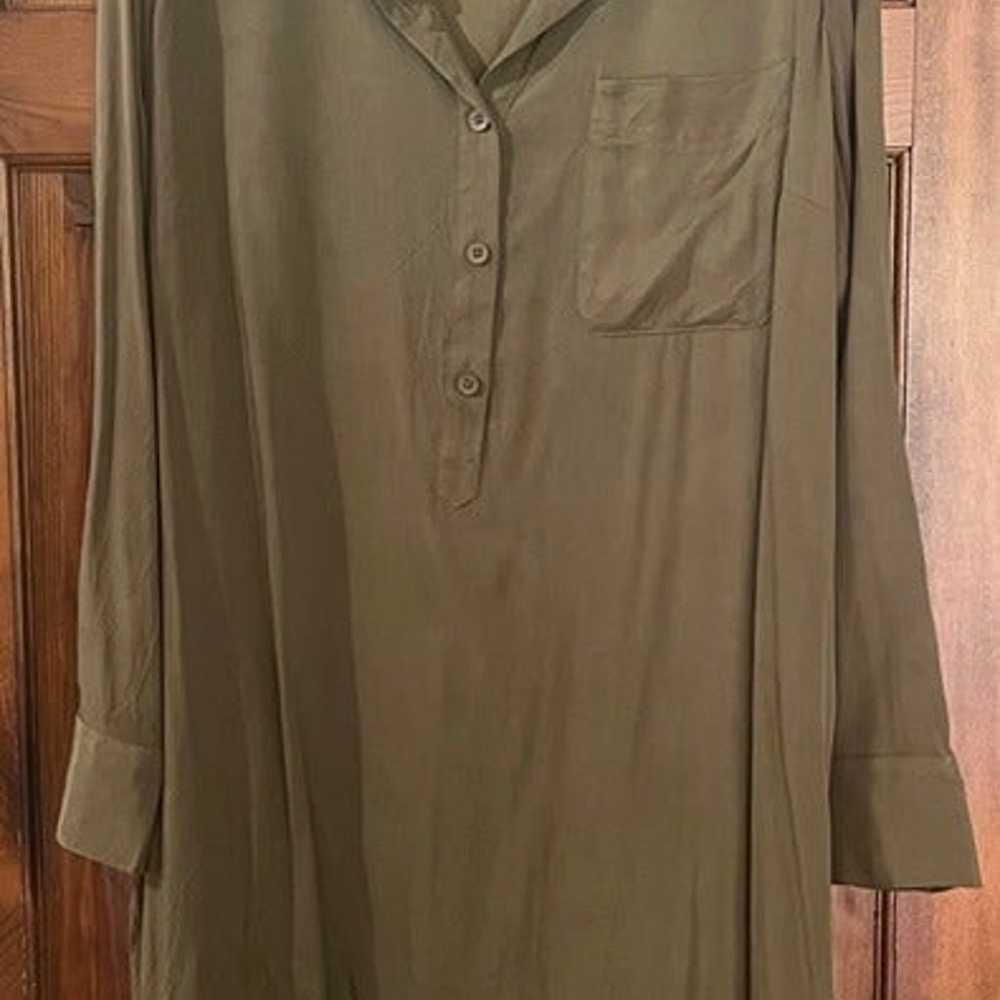 Universal Standard Cupro Rubicon Shirt Dress Oliv… - image 1