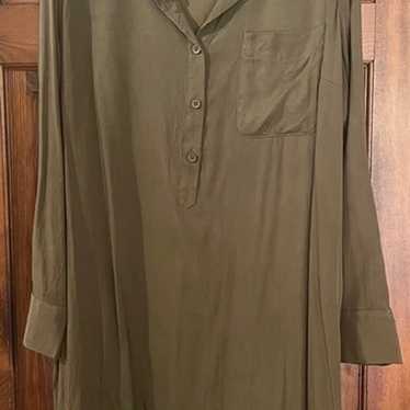 Universal Standard Cupro Rubicon Shirt Dress Oliv… - image 1