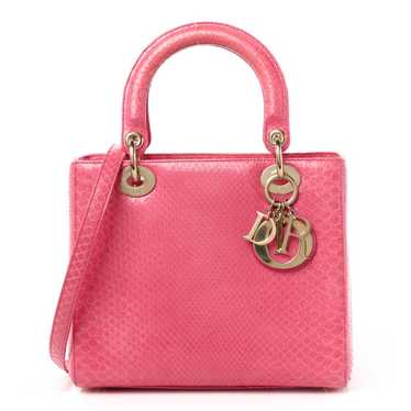 CHRISTIAN DIOR Snakeskin Medium Lady Dior Pink