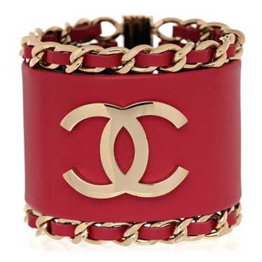 CHANEL Lambskin Chain CC Cuff S Pink Gold - image 1