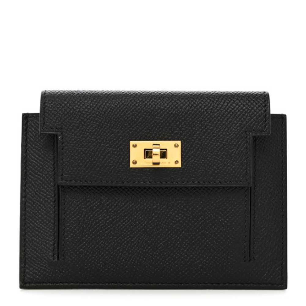 HERMES Epsom Kelly Pocket Compact Wallet Black - image 1