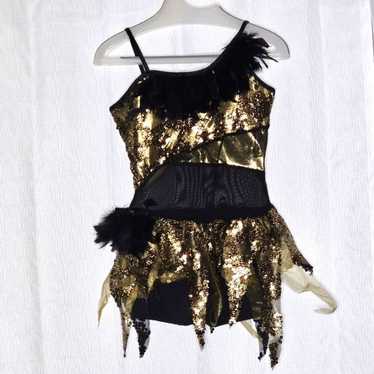 Curtain Call Black & Gold Feathered Halloween Danc