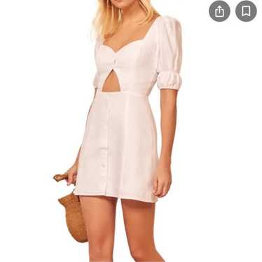 NEW Reformation clay cutout white linen mini dress