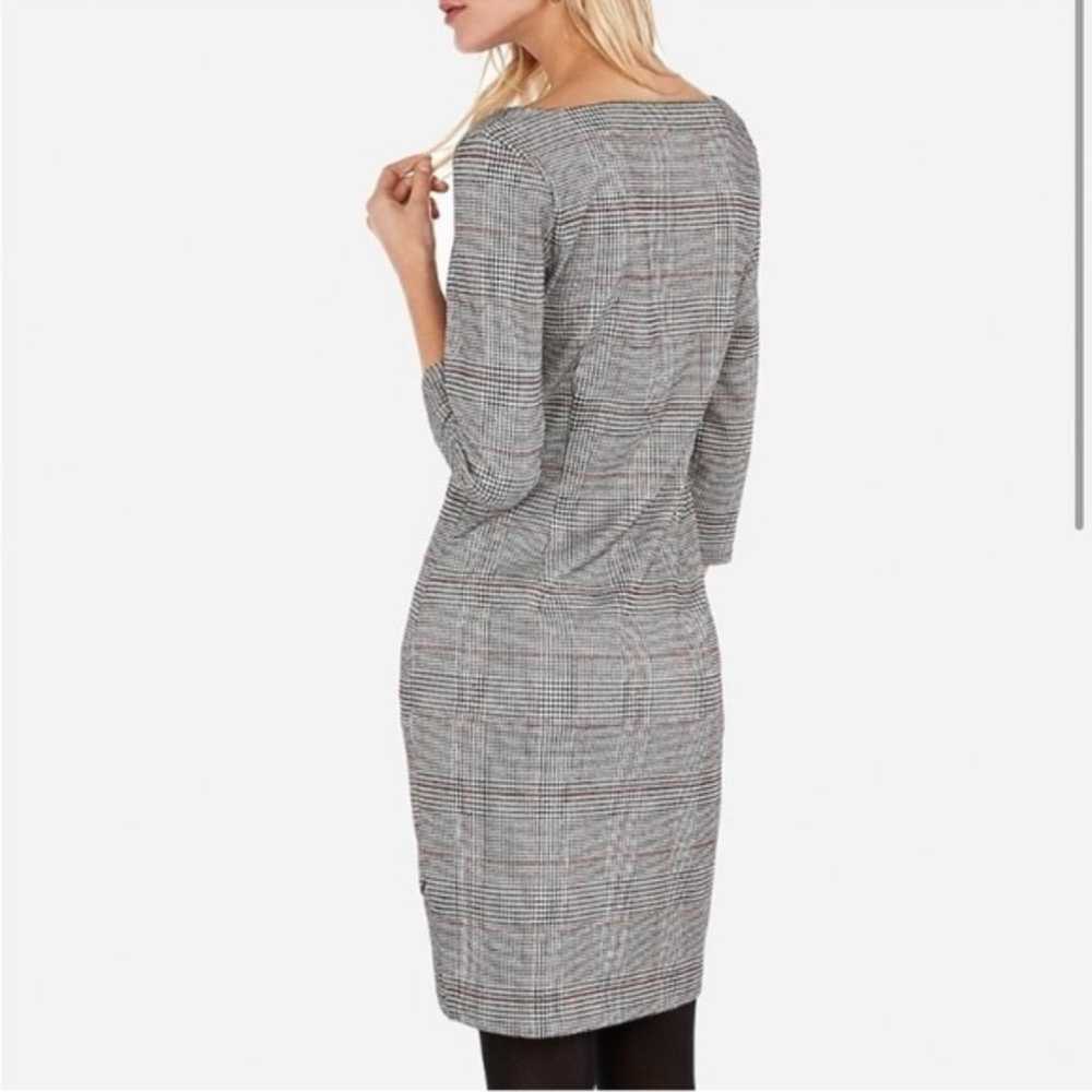 NWOT Express Plaid square neck stretch dress - image 2