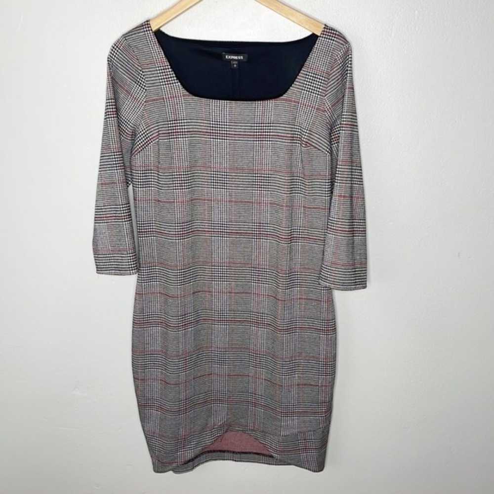 NWOT Express Plaid square neck stretch dress - image 4