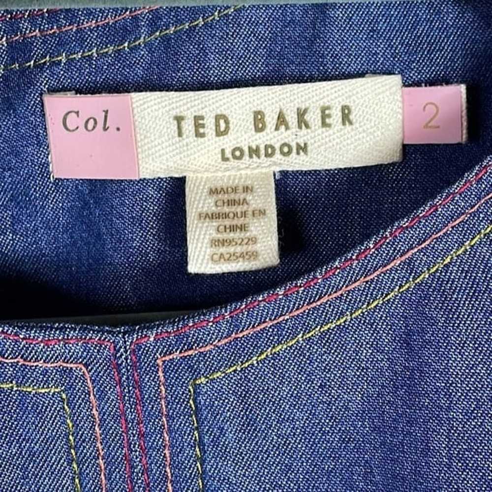 New Ted Baker London Blue Chambray Denim Mini Shi… - image 10