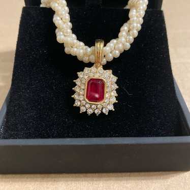 Vintage Ruby and Peral Necklace