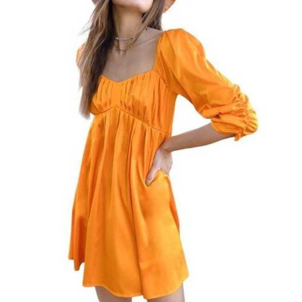 Adelyn Rae Kayla Puff Sleeve Orange Satin Babydol… - image 2