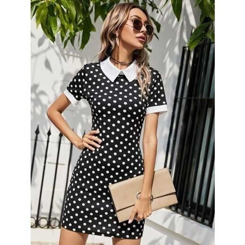 Glamour Women’s Retro Black and White Polka Dot C… - image 1