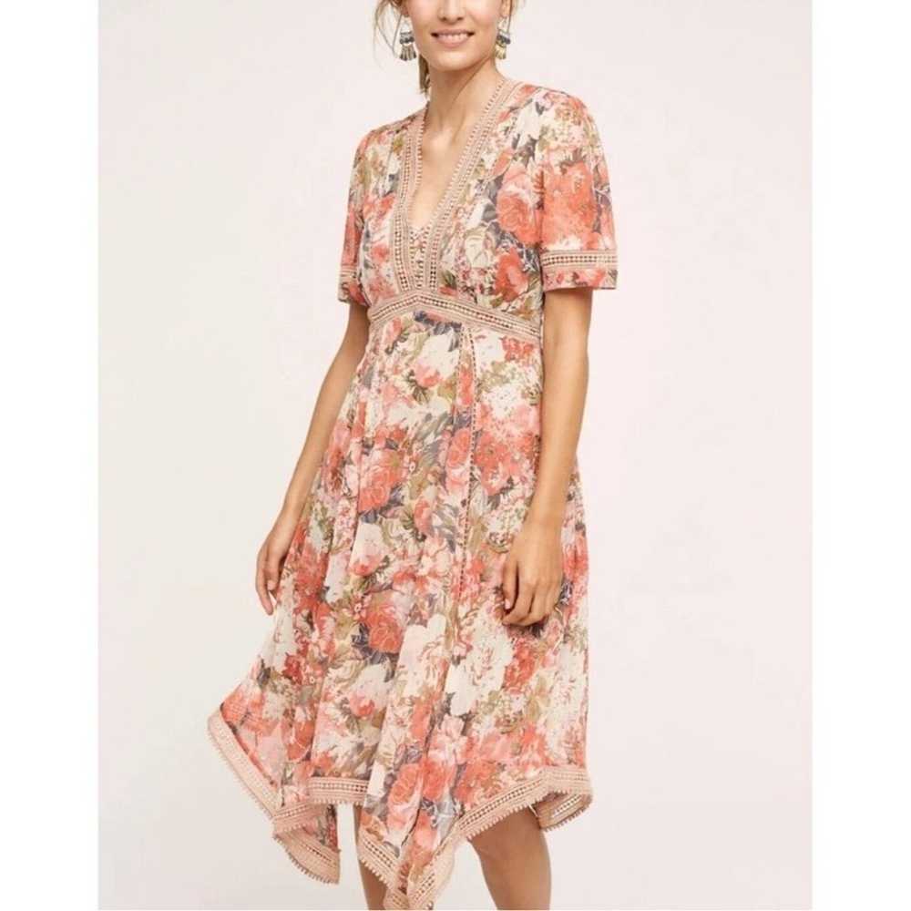 Anthropologie Ranna Gill Rose Bouquet Dress Flora… - image 1