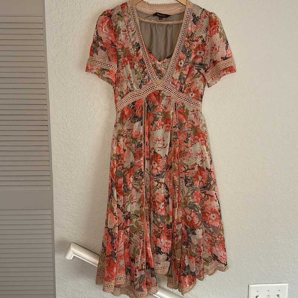 Anthropologie Ranna Gill Rose Bouquet Dress Flora… - image 6