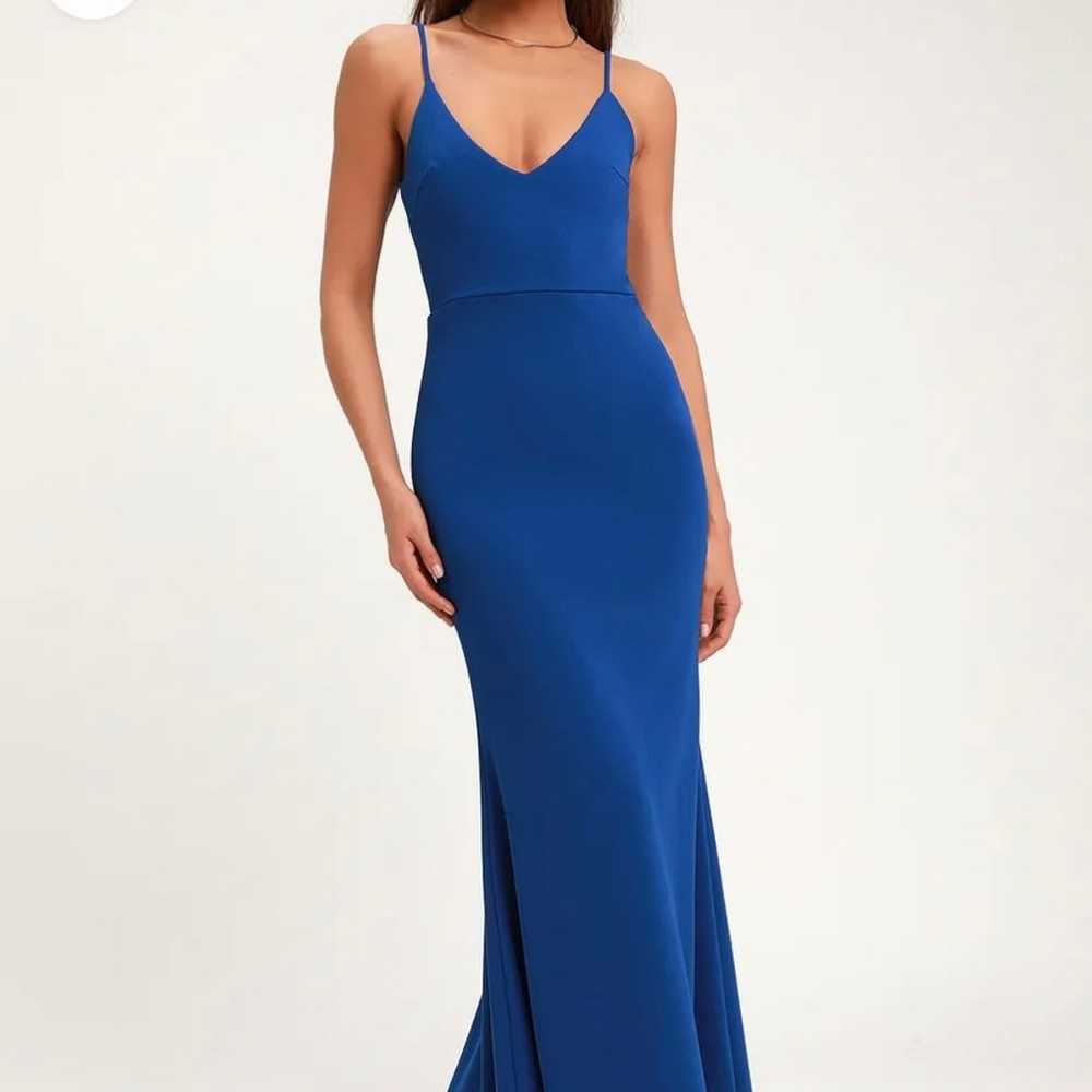 Nwot Lulus Infinite Glory Royal Blue Maxi Dress S… - image 1