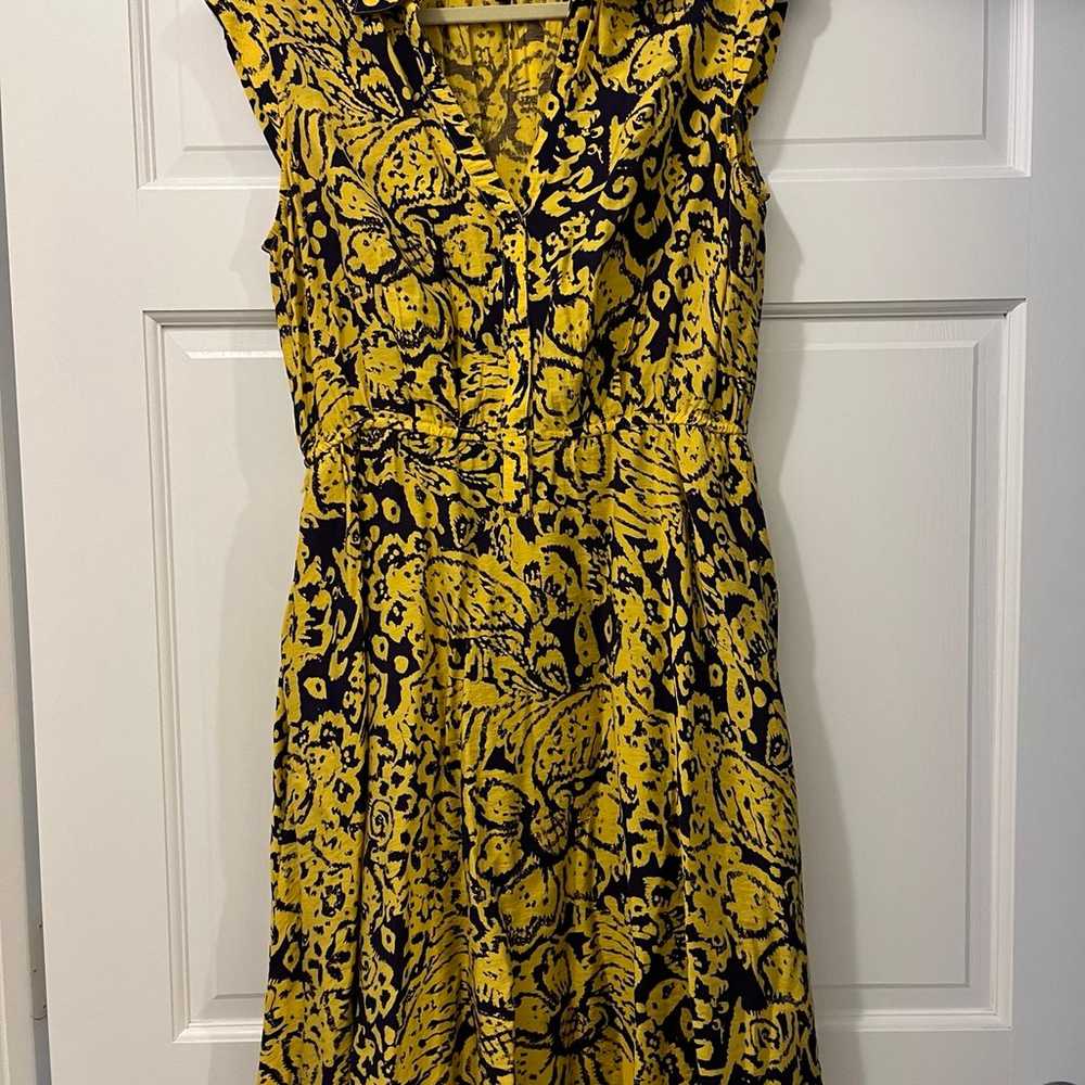 Adrianna Papell print flowers dress bright yellow… - image 1