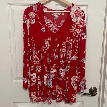 Free people Bella Red Floral print tunic - image 1