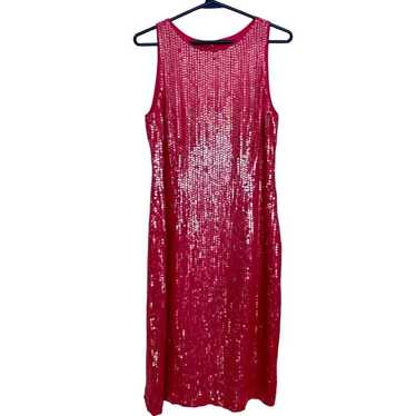 Ralph Lauren Size 8 Hot Pink Sequin 100% Silk Dres