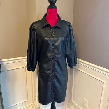 7 For All Mankind Faux Leather Puff Sleeved Black 