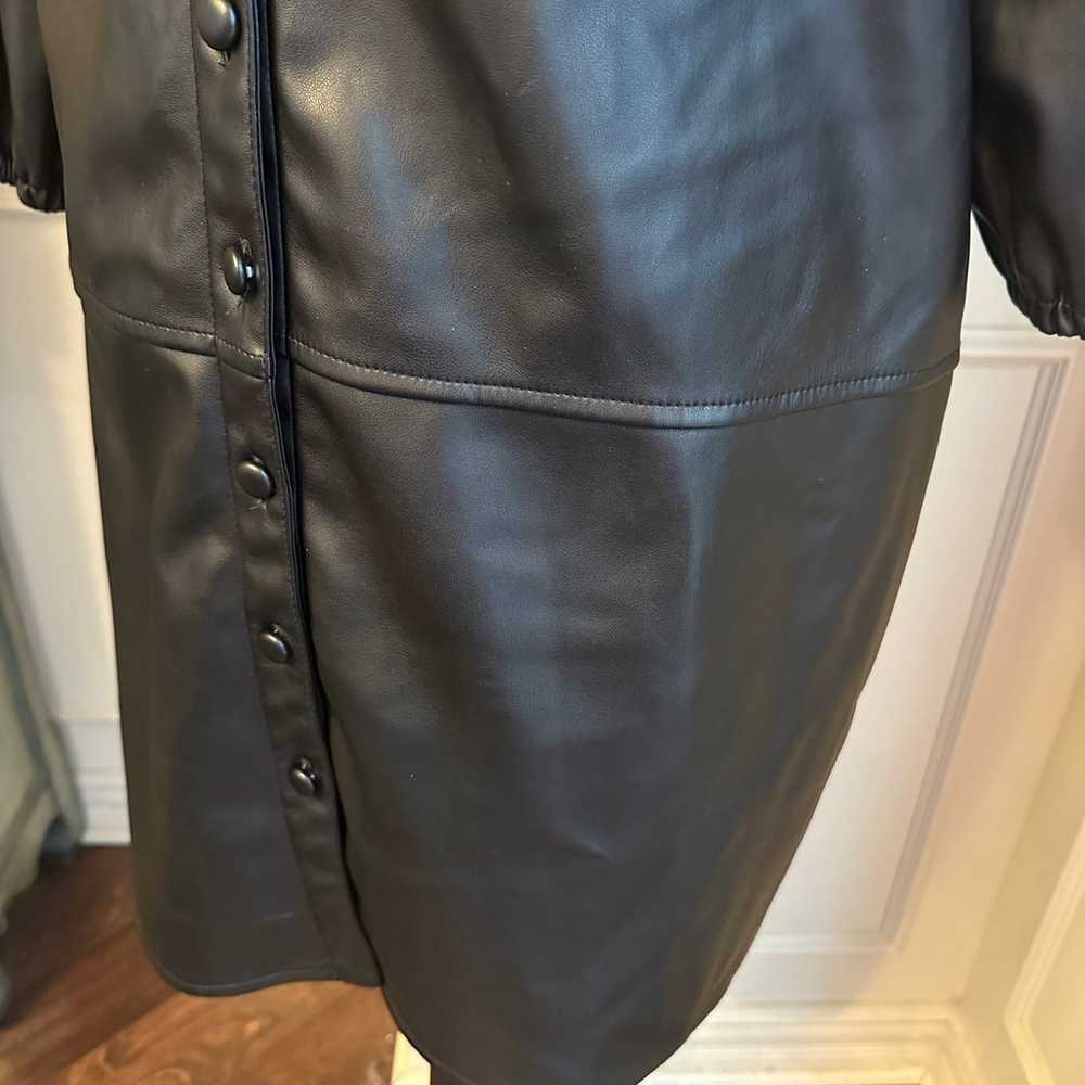 7 For All Mankind Faux Leather Puff Sleeved Black… - image 5