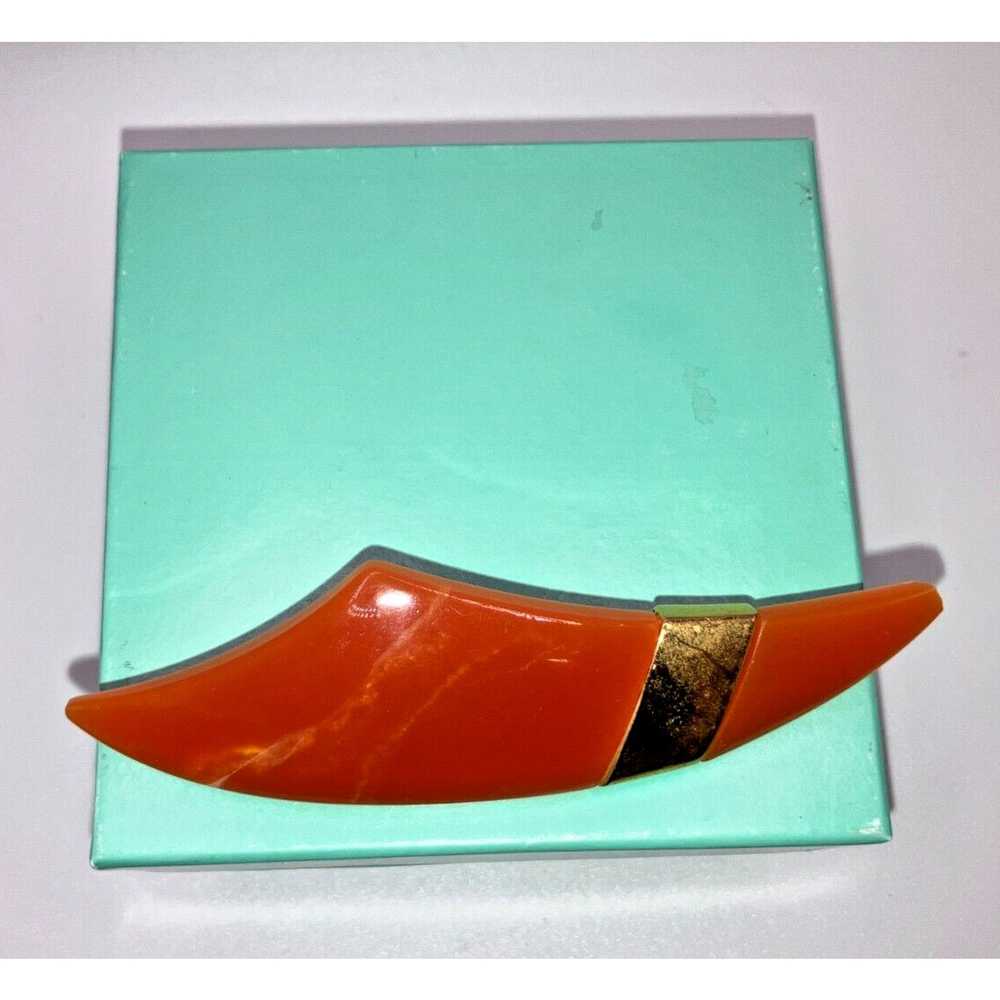 Other Yukiko Hanai Onyx Orange 3 7/8" Brooch! - image 4