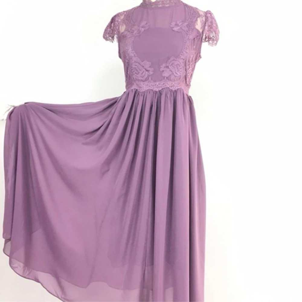 Purple lace maxi dress with short sleeves - image 5