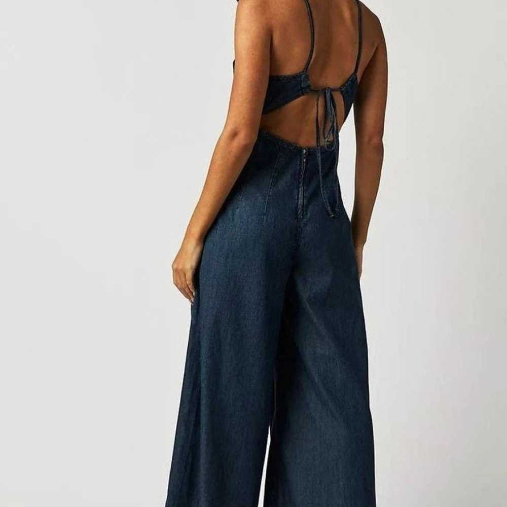 Free People curvy soul ties wide leg denim jumpsu… - image 2