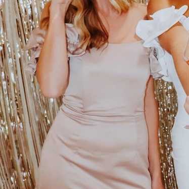 DO+BE Champagne Off the Shoulder Ruffle Dress