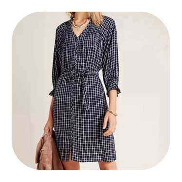 Anthropologie Maeve S Sara navy/white Shirt Dress