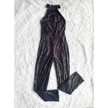 Nasty Gal Iridescent Sequin Halter Jumpsuit size 6