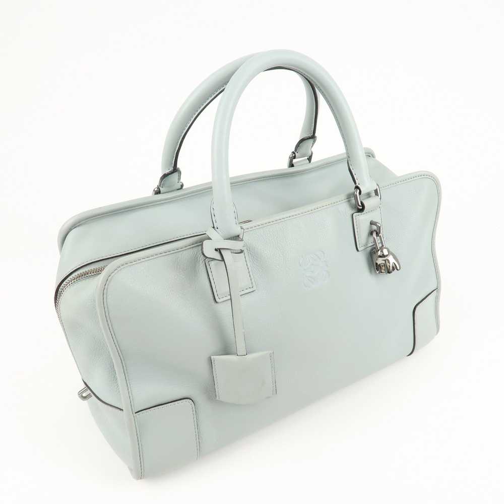 LOEWE Anagram Leather Amazona 36 Hand Bag Blue - image 4