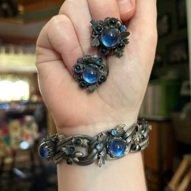 OBO Elsa Schiaparelli Blue Glass Cab Pinecone Brac