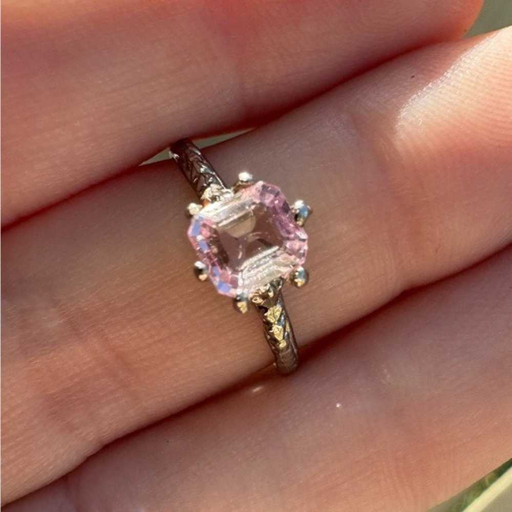 Rare! Custom solid 14k gold genuine UNHEATED pink… - image 2