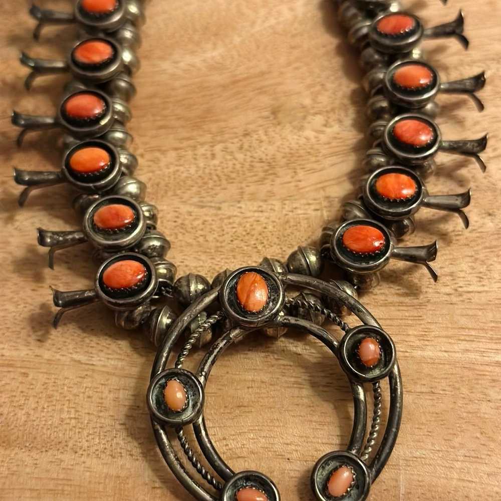 Navajo Sterling Silver & Coral Shadow Box Petite … - image 5