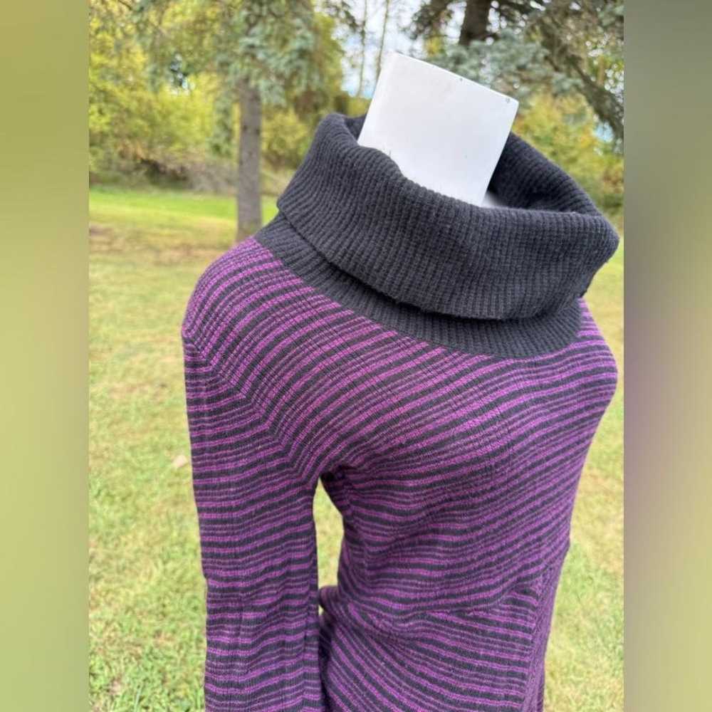 Prana Cozy Wool Sweater Dress Black + Purple Stri… - image 4