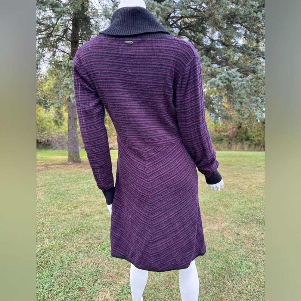 Prana Cozy Wool Sweater Dress Black + Purple Stri… - image 6