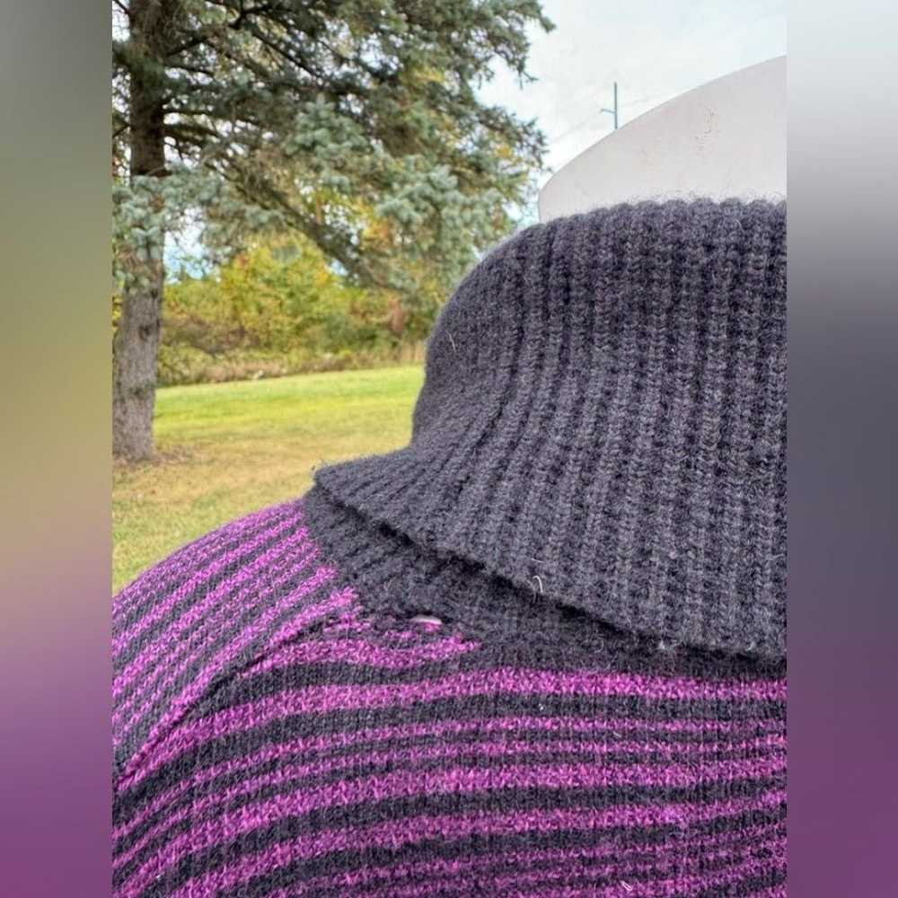 Prana Cozy Wool Sweater Dress Black + Purple Stri… - image 7