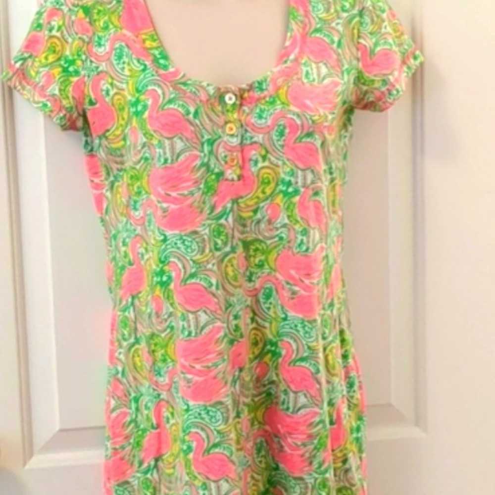 Lilly Pulitzer Britton flamingo dress size M - image 1