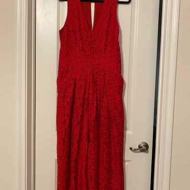 Moulinette Soeurs Red Lace Jumpsuit from Anthropol