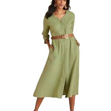 Soft Surroundings Drina Gauze Midi Fern Green Dres