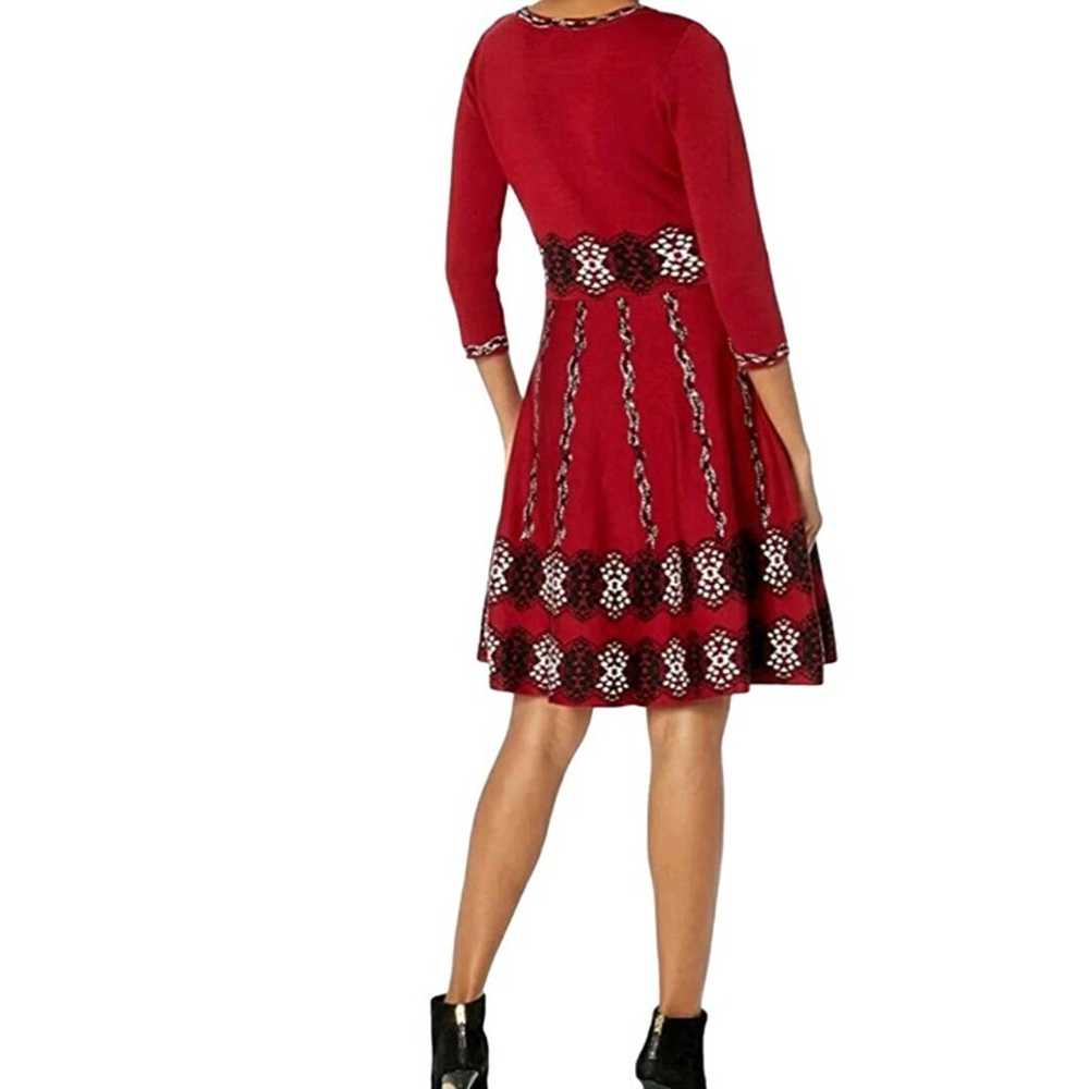 Taylor Burgundy Printed Fit & Flare Long Sleeve S… - image 4