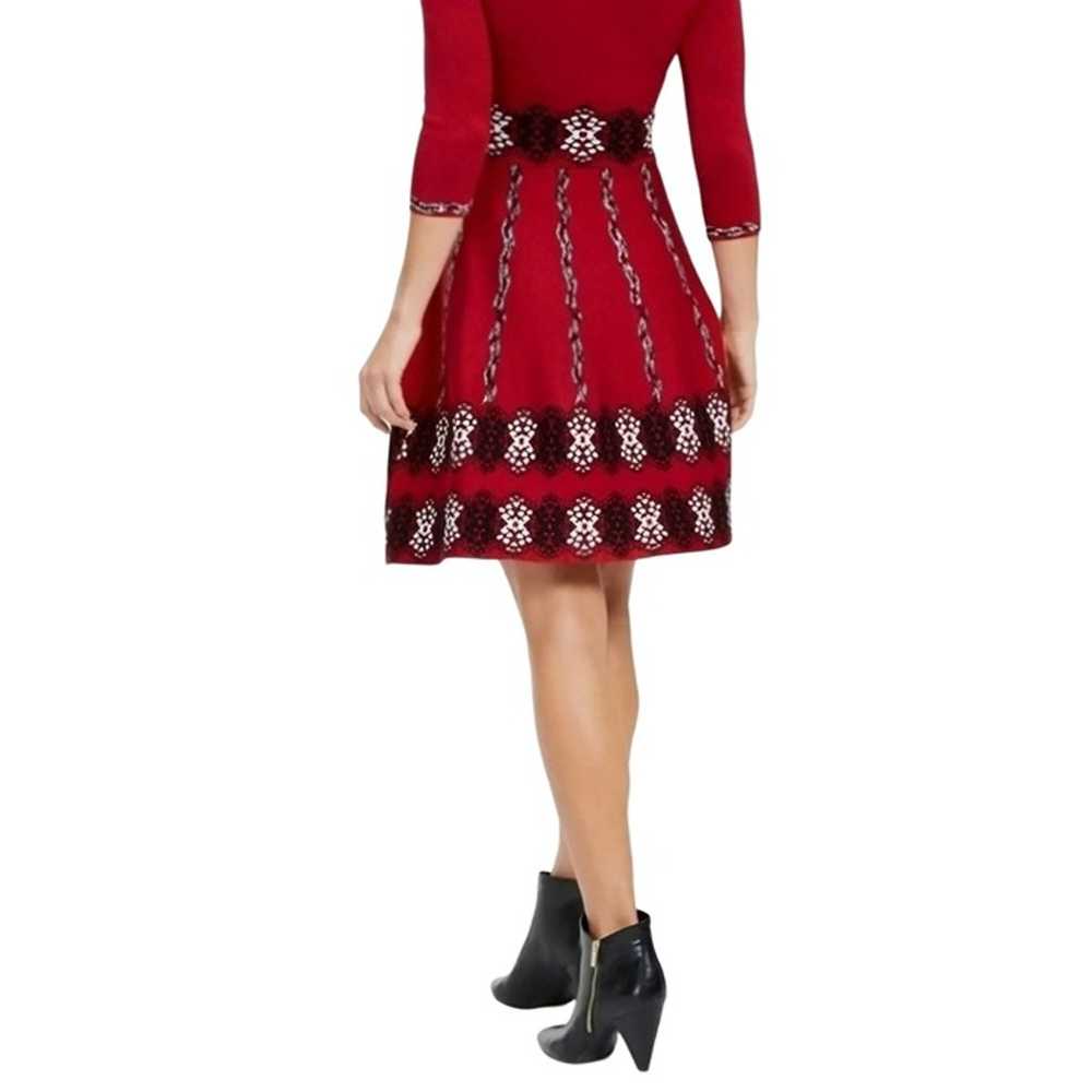 Taylor Burgundy Printed Fit & Flare Long Sleeve S… - image 6