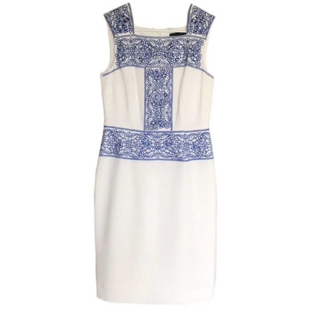 Antonio Melani blue and white sheath dress size 14 - image 1