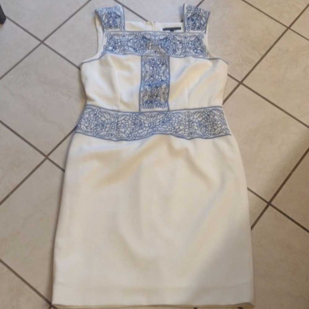 Antonio Melani blue and white sheath dress size 14 - image 2