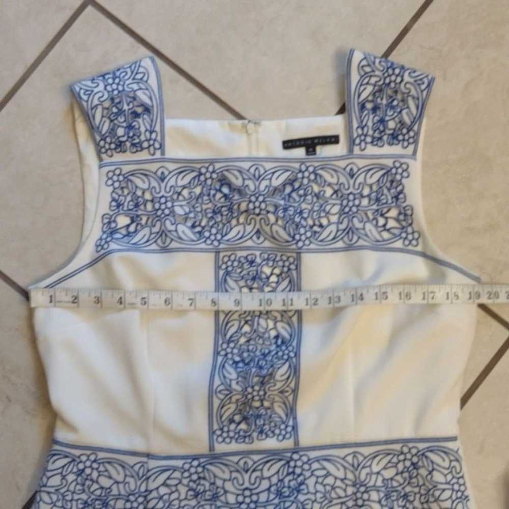 Antonio Melani blue and white sheath dress size 14 - image 3